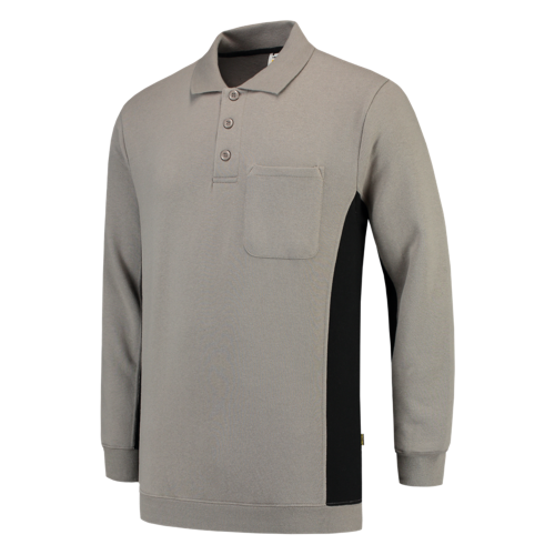 Tricolor Polosweater Bicolor grijs-zw. Tricolor Polosweater Bicolor grijs-zw.