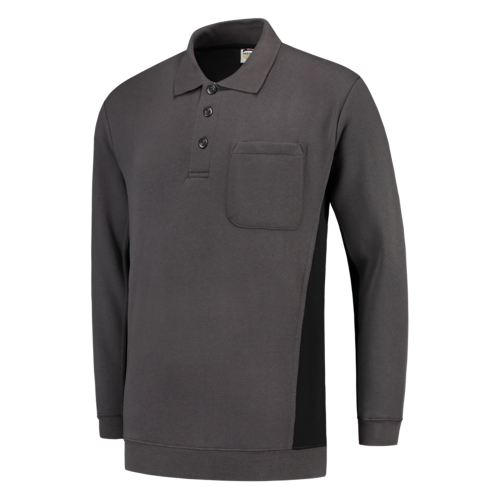 Tricolor Polosweater Bicolor grijs-zwart Tricolor Polosweater Bicolor grijs-zwart