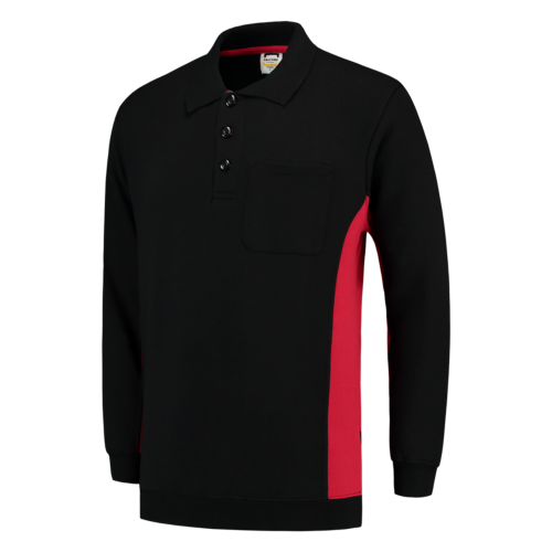 Tricolor Polosweater Bicolor zwart-rood Tricolor Polosweater Bicolor zwart-rood
