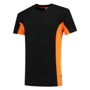 Tricolor T-shirt Bicolor borstzak zwart-oranje