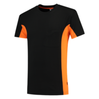 Tricolor T-shirt Bicolor borstzak zwart-oranje